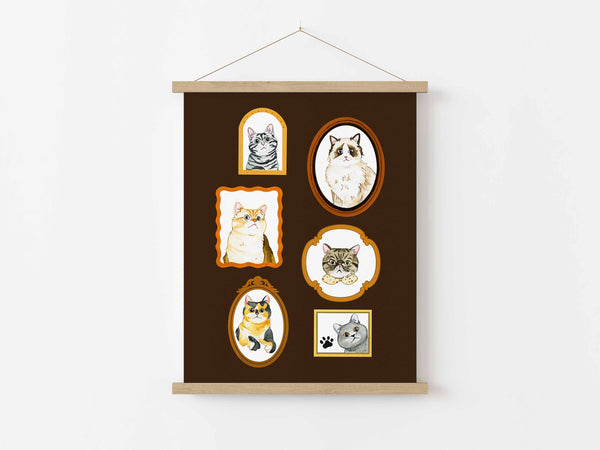 Gallery Cat Art Print - 3 background choices