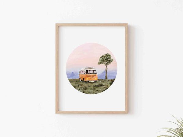 Orange Volkswagen Van Art Print