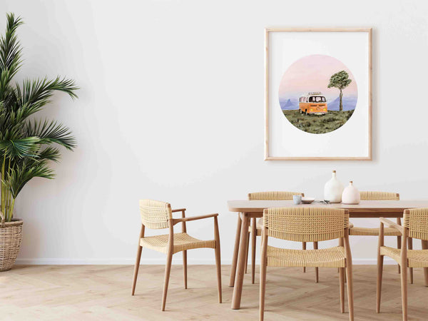 Orange Volkswagen Van Art Print