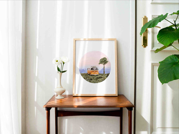 Orange Volkswagen Van Art Print