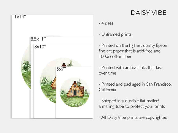 Cabin in Daisy Field Art Print