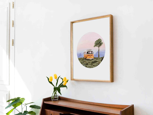 Orange Volkswagen Van Art Print