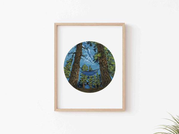 Hammock in the Woods Art Print