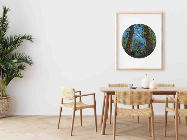 Hammock in the Woods Art Print