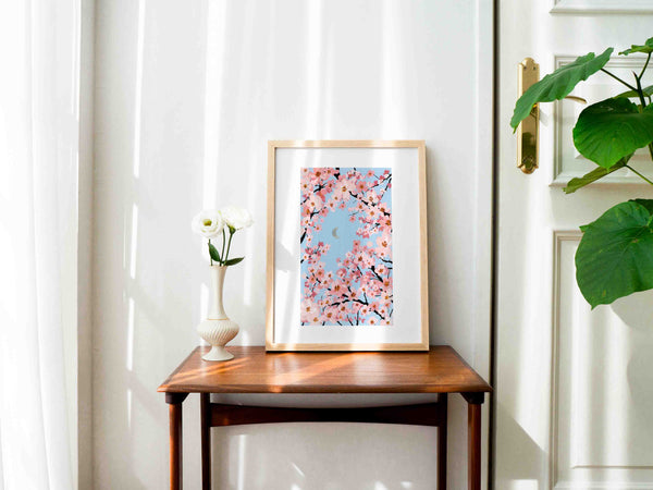 Sakura Under Silver Moon - Art Print
