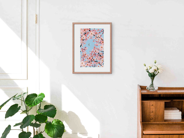 Sakura Under Silver Moon - Art Print