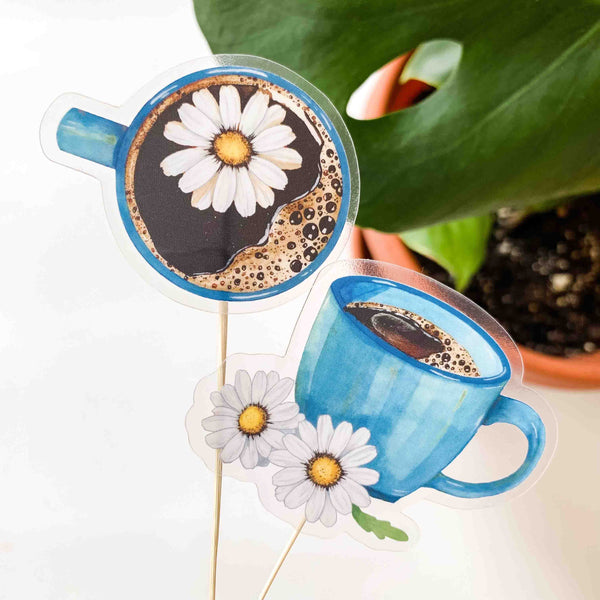 CLEAR Daisy Cup Stickers (set of 2)