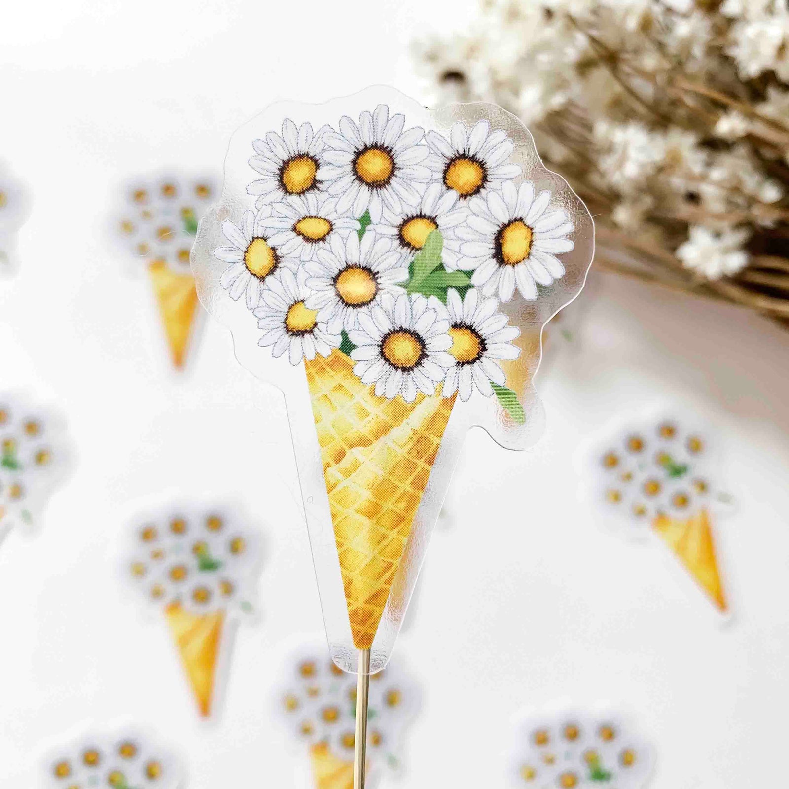 CLEAR Daisy Ice Cream Sticker