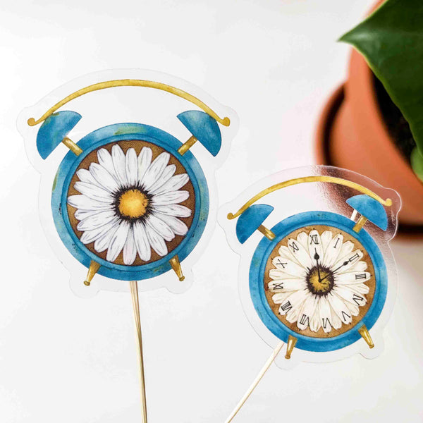 CLEAR Mini Daisy Clock Stickers (set of 2)