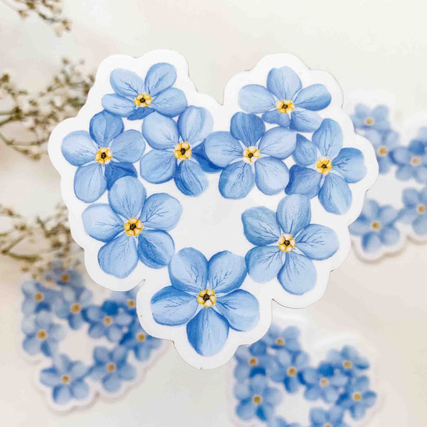 CLEAR Heart-shaped Forget Me Not Sticker