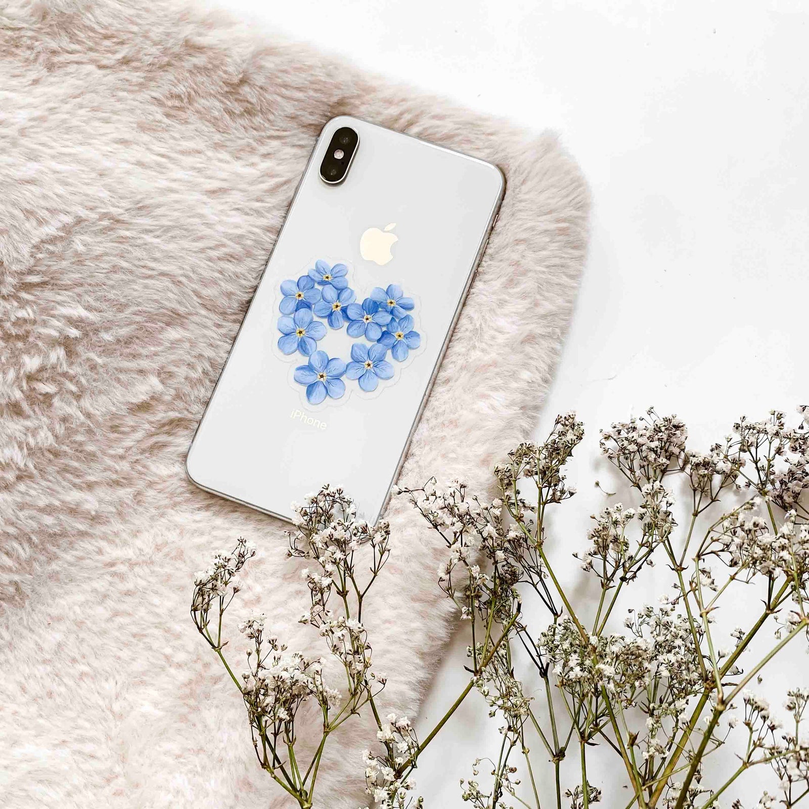 CLEAR Heart-shaped Forget Me Not Sticker