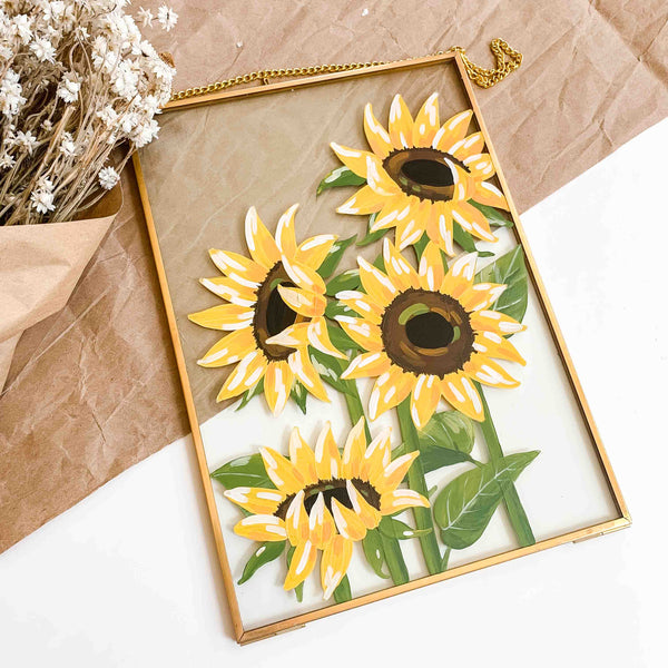 Sunflower Original Glass Painting