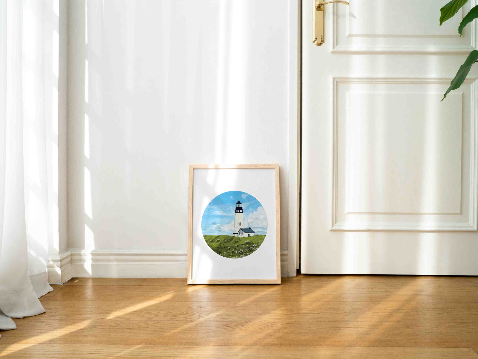 Lighthouse in Field of Daisies Art Print