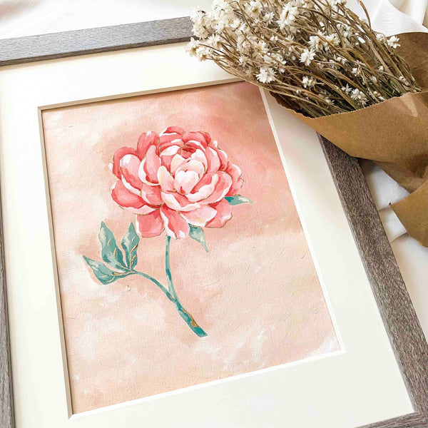Peony Original Painting on Canvas Pad