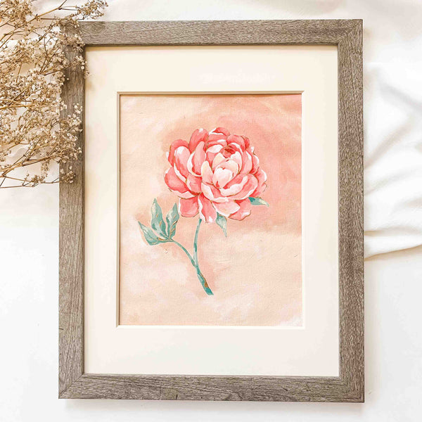 Peony Original Painting on Canvas Pad