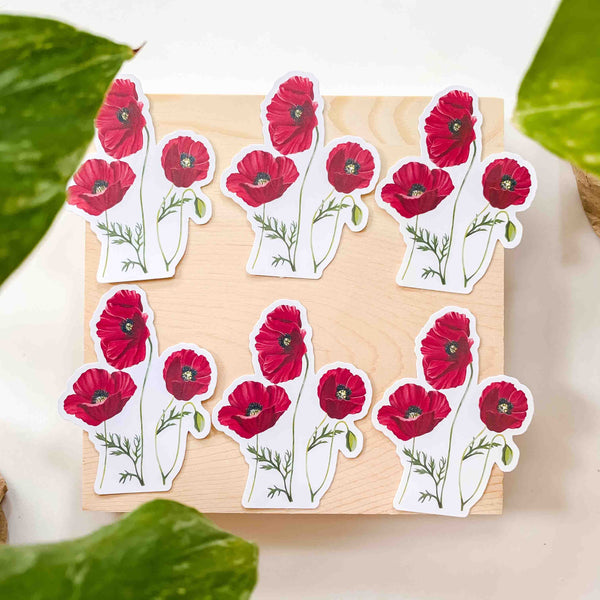 Red Poppies Vinyl Sticker