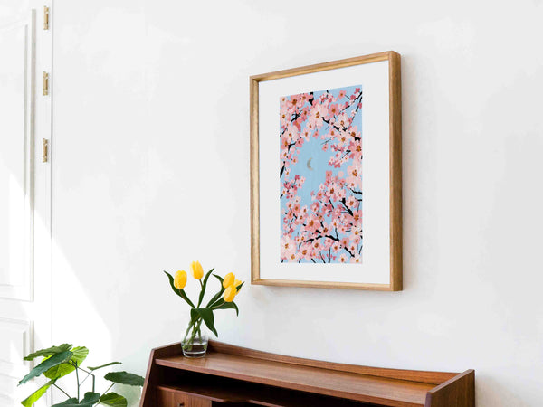 Sakura Under Silver Moon - Art Print