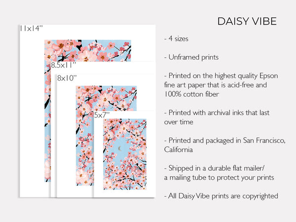 Sakura Under Silver Moon - Art Print