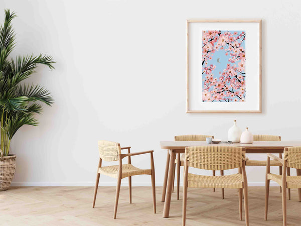 Sakura Under Silver Moon - Art Print