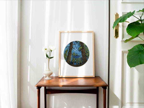 Hammock in the Woods Art Print