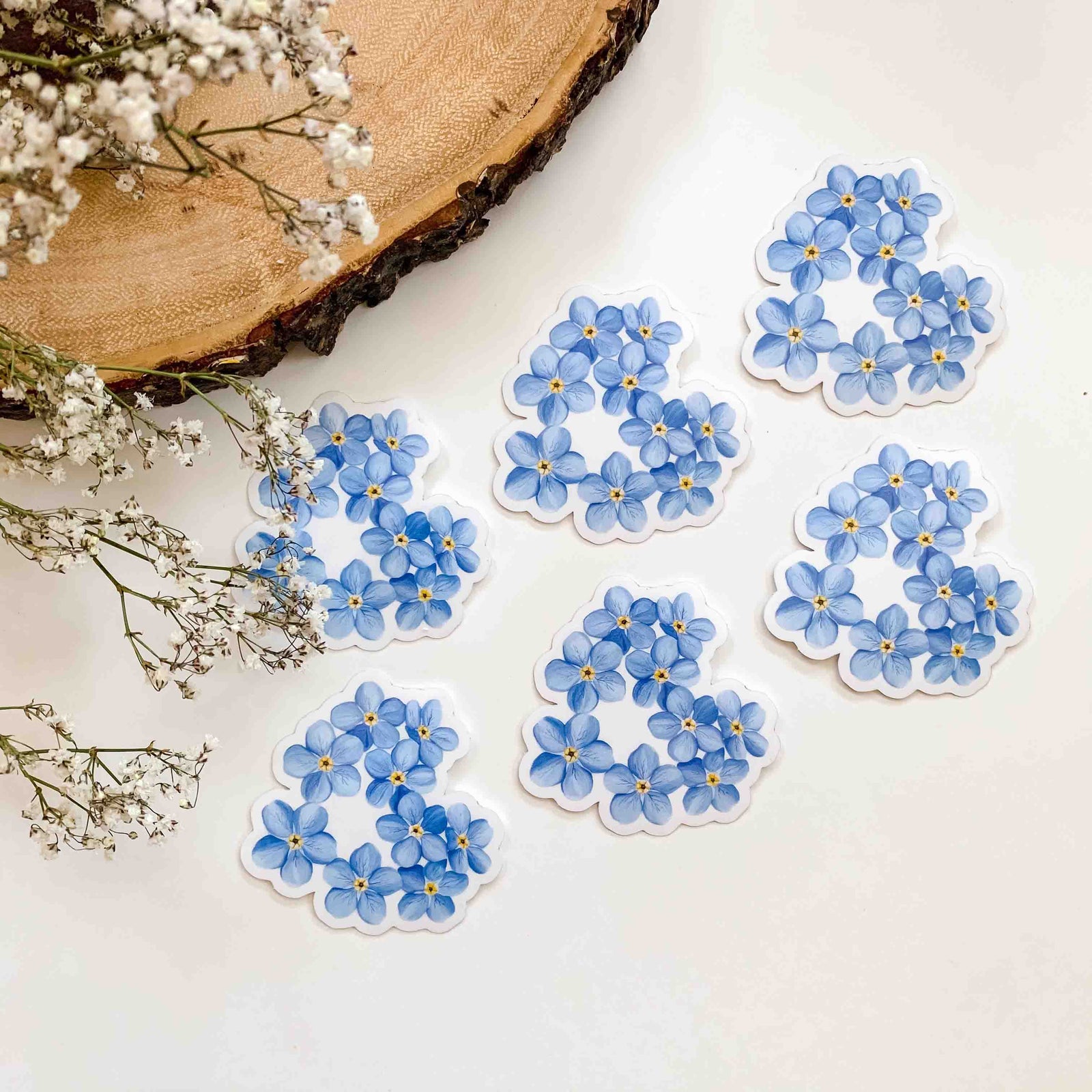 CLEAR Heart-shaped Forget Me Not Sticker