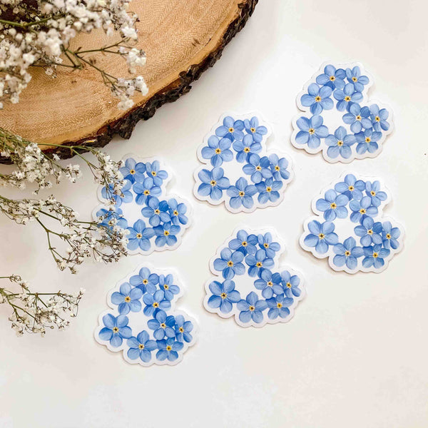 CLEAR Heart-shaped Forget Me Not Sticker