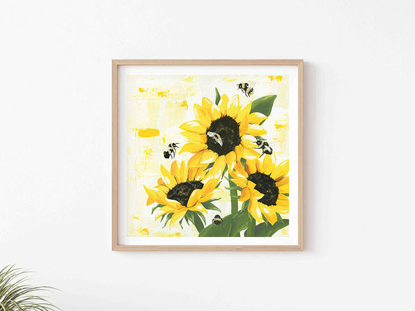 Sunflowers and Bees - Art Print