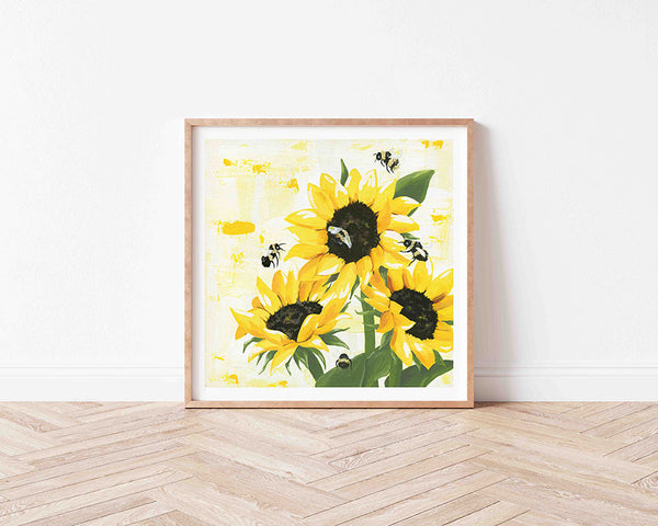 Sunflowers and Bees - Art Print