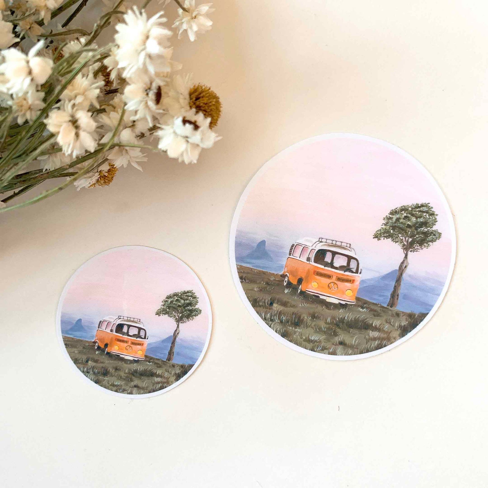 Orange Volkswagen Camping Van Sticker