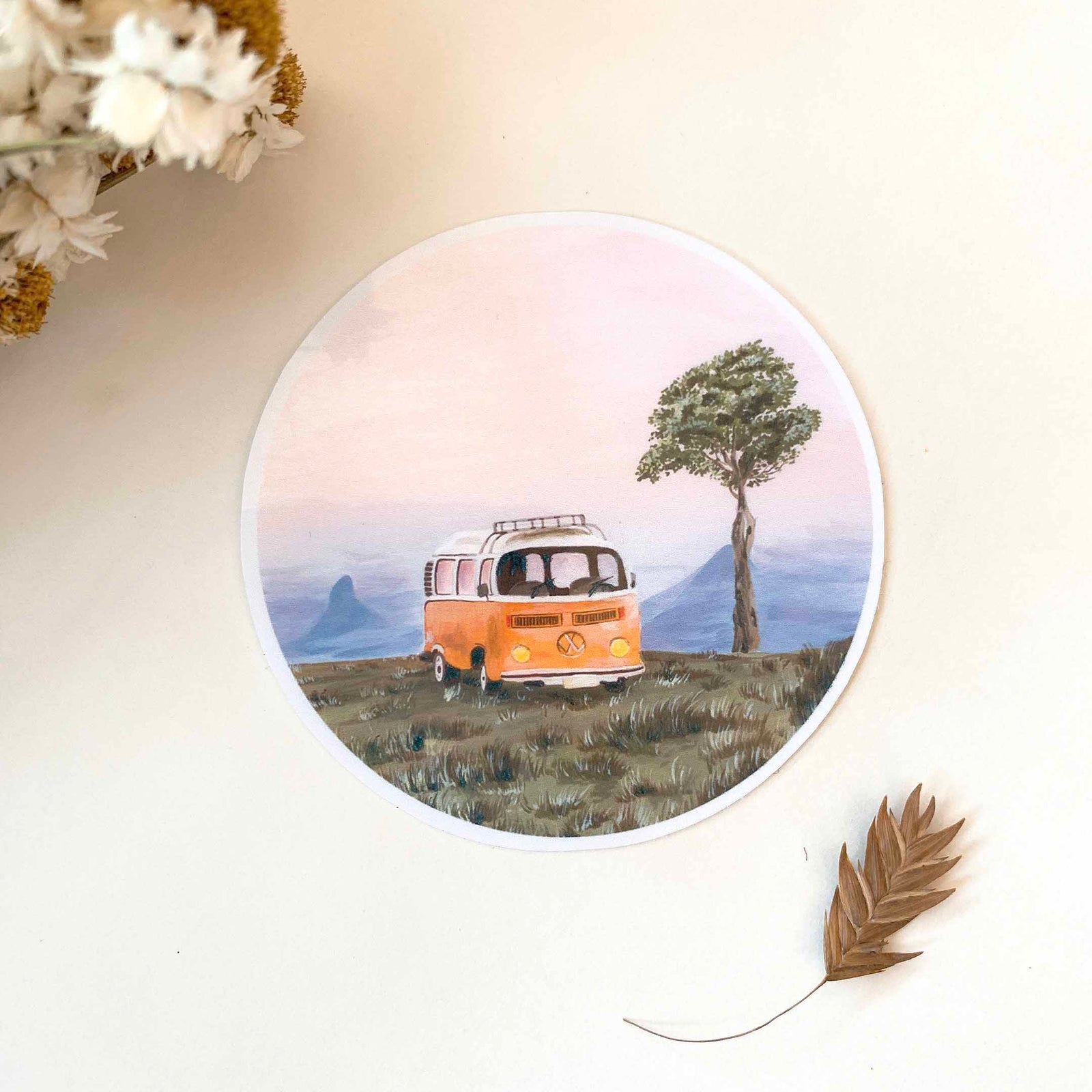 Orange Volkswagen Camping Van Sticker