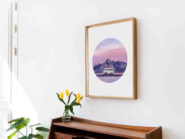 Green Volkswagen Van Art Print