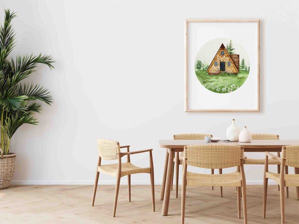 Cabin in Daisy Field Art Print