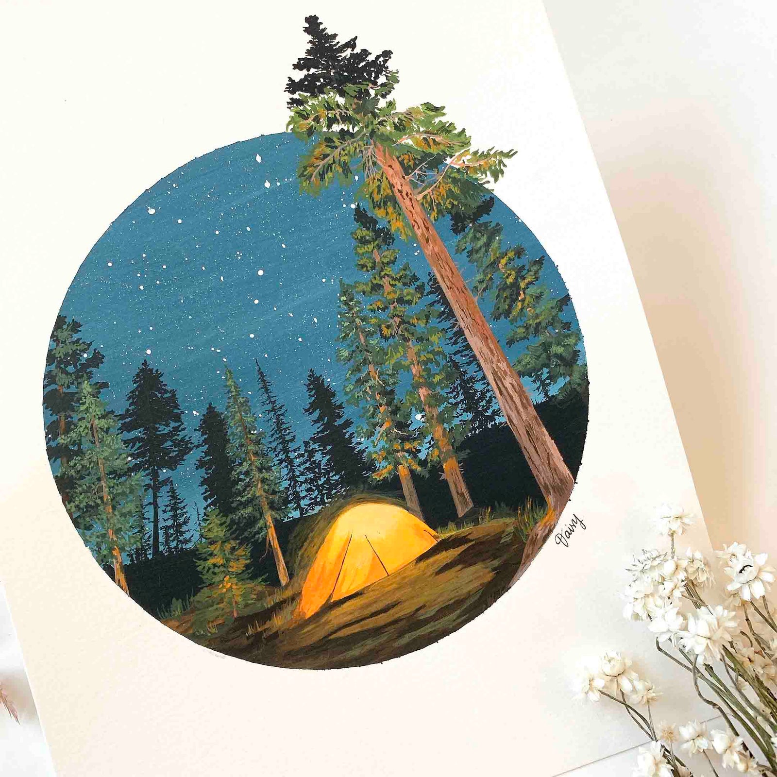 Camping in the Woods Original Painting