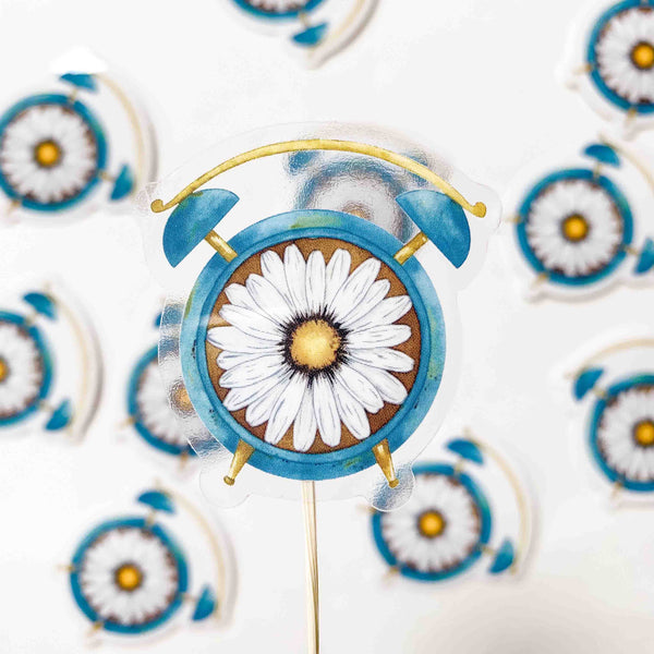 CLEAR Mini Daisy Clock Stickers (set of 2)