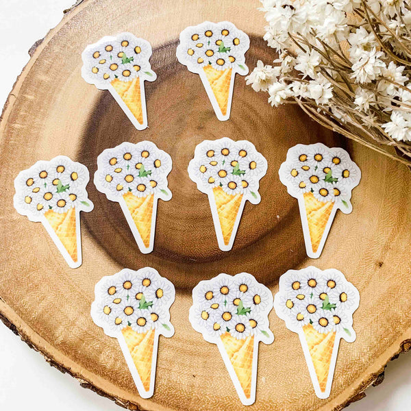 CLEAR Daisy Ice Cream Sticker