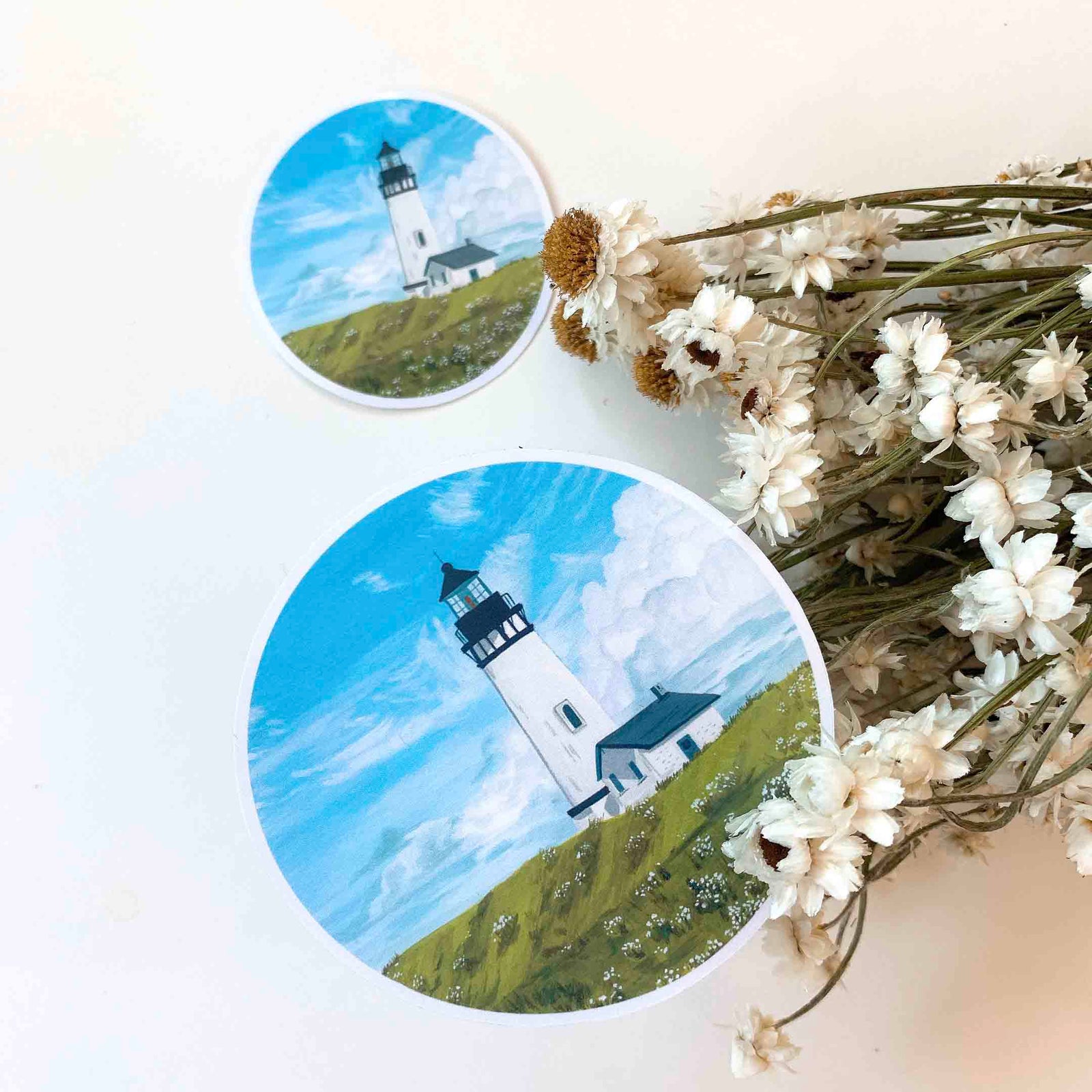 Lighthouse with Daisies Sticker