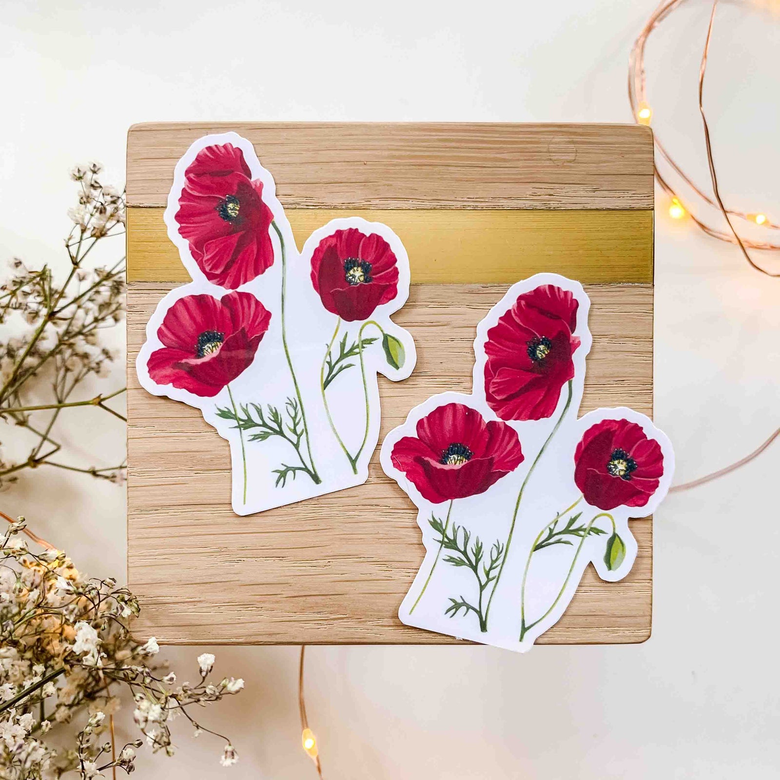 Red Poppies Clear Sticker