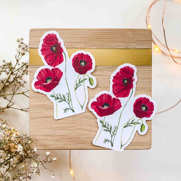 Red Poppies Vinyl Sticker