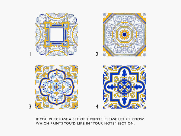 Set of 2 or 4 - Portuguese Tile Art Print