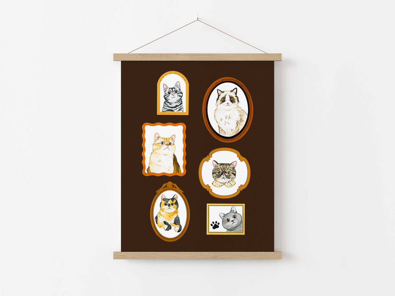Gallery Cat Art Print - 3 background choices