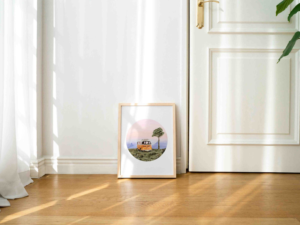 Orange Volkswagen Van Art Print