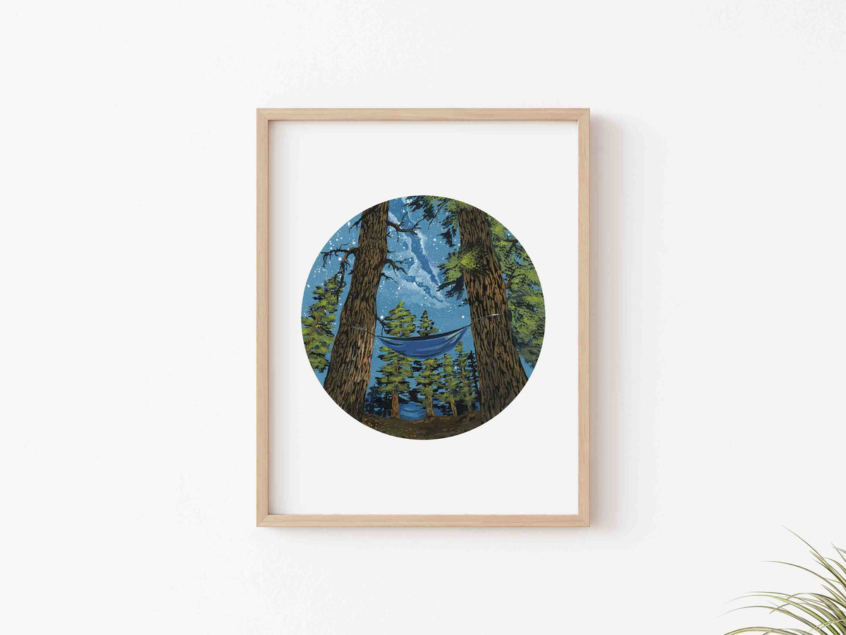 Hammock in the Woods Art Print