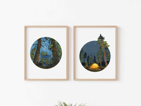 Camping in the Woods Art Print