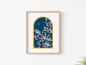 Cherry Blossoms Window Scene - Art Print