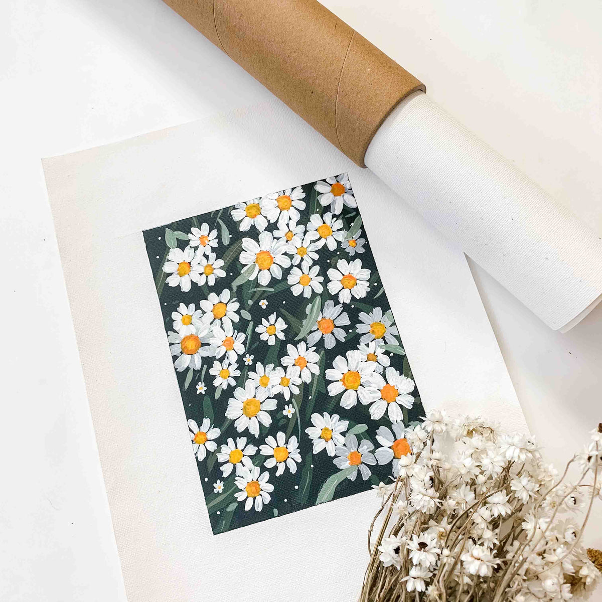 Daisy Original Painting on Canvas Pad