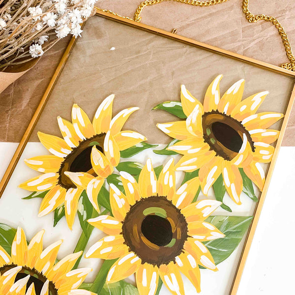 Sunflower Original Glass Painting