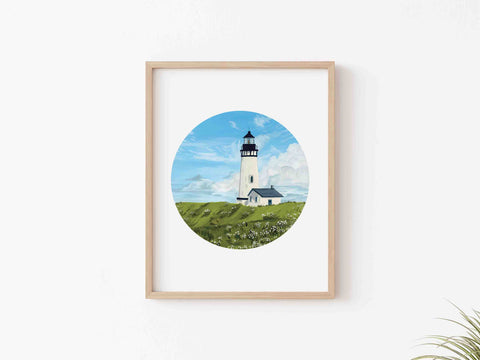 Lighthouse in Field of Daisies Art Print