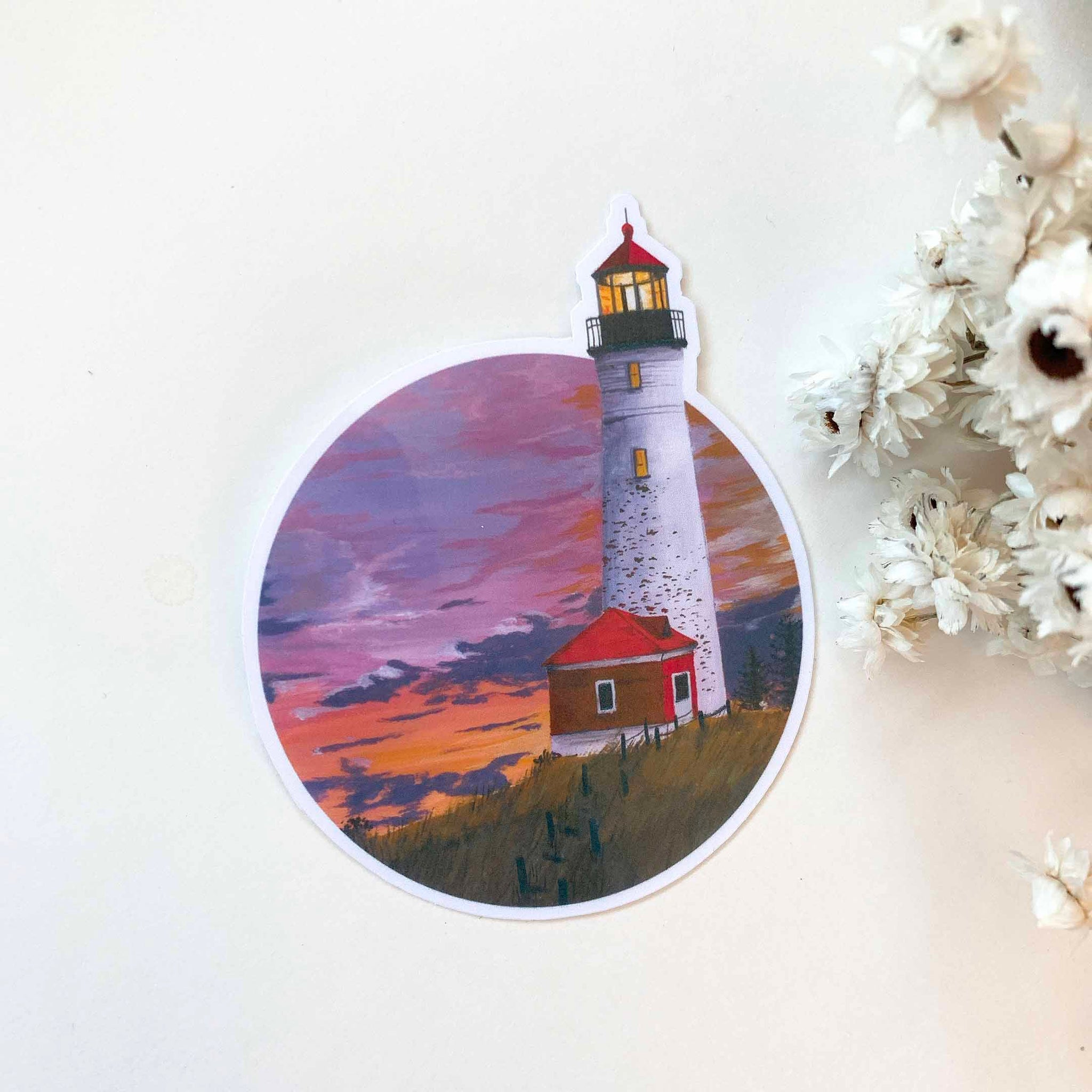 Lighthouse during Sunset Sticker