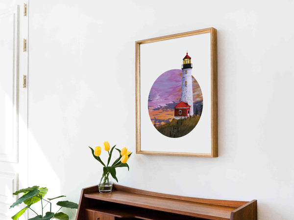 Lighthouse during Sunset Art Print