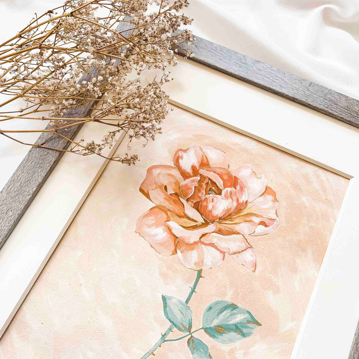 Rose Original Painting on Canvas Pad